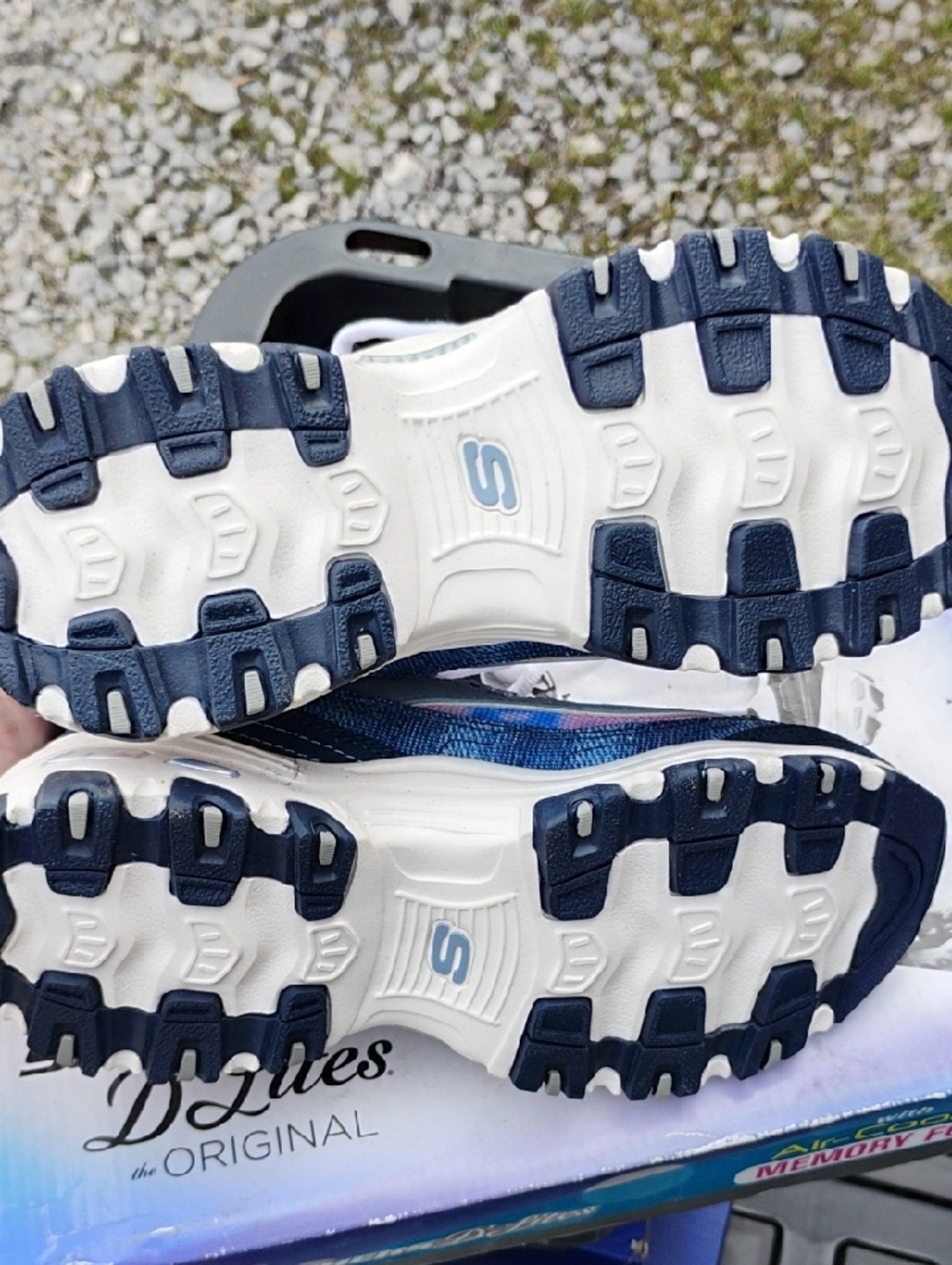 New Skechers Women's Blue and White Memory Foam Lace-Up Sneakers (D-55) - Picture 8 of 10
